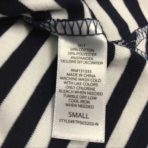 Socialite White Navy Striped Women's Small Shirt - Picture 8 of 8